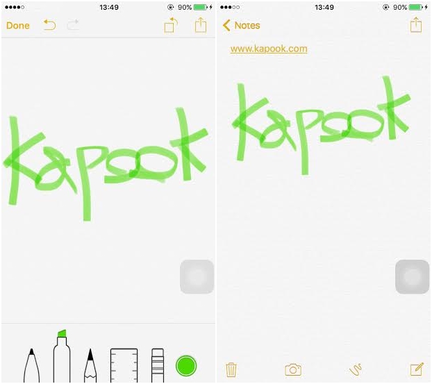 วิธีวาดรูปลงในแอพฯ Notes สำหรับ iOS 9
