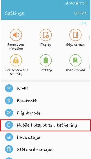 วิธีแชร์เน็ต Wi-Fi บน Samsung Galaxy S7