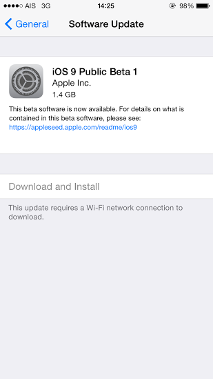 วิธีอัพเดท iOS 9 เวอร์ชั่น Public Beta