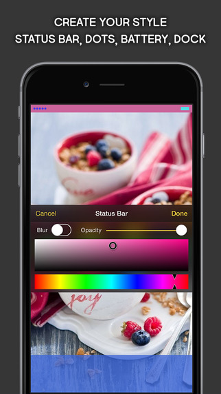 ColorBar for iOS 8 - Customize the color of the dock and status bar on top of the wallpaper