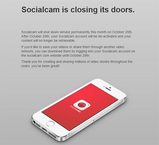 อวสาน Socialcam ประกาศปิดบริการถาวร 29 ตุลาคมนี้