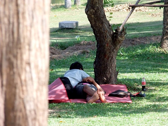 จับเด็กนักเรียน-นักศึกษา หนีเรียนมานอนพลอดรักในสวนสาธารณะ เพียบ !