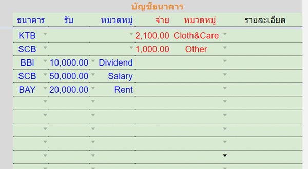 บันทึกรายรับรายจ่าย บันทึกรายรับรายจ่าย