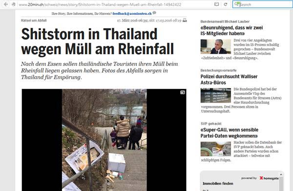 สื่อสวิตตีข่าว ทัวร์ไทยฉาวทิ้งขยะไม่เป็นที่ พร้อมพาดหัวอย่างเจ็บ 