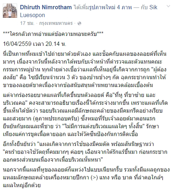 เจ้าของเชื่อ หมาชิบะขาขาด ไม่ได้โดนไซบีเรียนรุมฟัด แต่โดนมีดเฉือนกระชาก เจ้าของเชื่อ หมาชิบะขาขาด ไม่ได้โดนไซบีเรียนรุมฟัด แต่โดนมีดเฉือนกระชาก