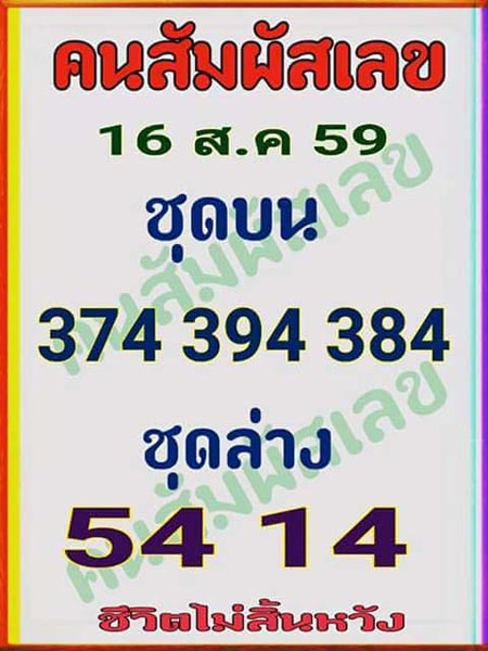 เลขเด็ดคนสัมผัสเลข 16/08/59 เลขเด็ดคนสัมผัสเลข 16/08/59