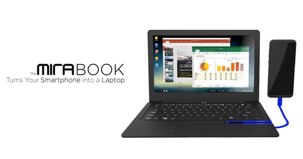 Mirabook โน้ตบุ๊กเครื่องเปล่า สำหรับต่อมือถือ