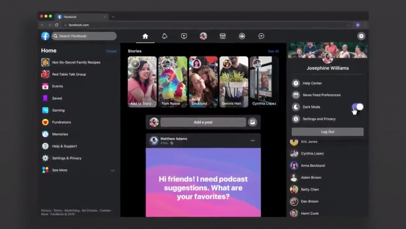 Facebook Dark Mode Facebook Dark Mode