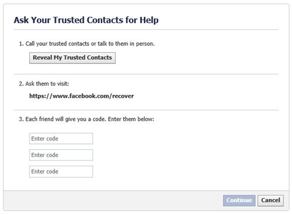 วิธีใช้ Facebook Trusted Contacts วิธีใช้ Facebook Trusted Contacts