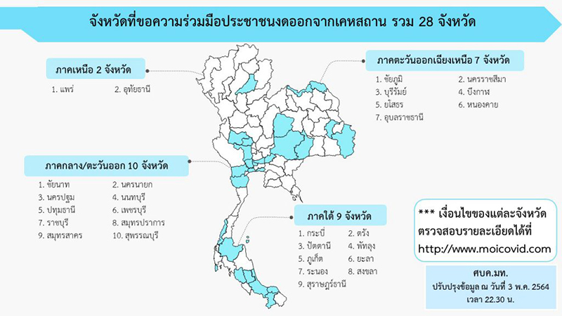 28 จังหวัด ขอประชาชนงดออกจากบ้าน 28 จังหวัด ขอประชาชนงดออกจากบ้าน