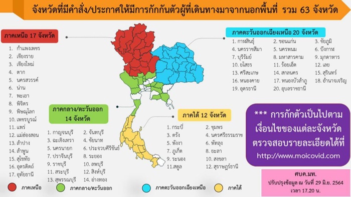 63 จังหวัด ใครเดินทางมาจากที่อื่นต้องกักตัว 63 จังหวัด ใครเดินทางมาจากที่อื่นต้องกักตัว