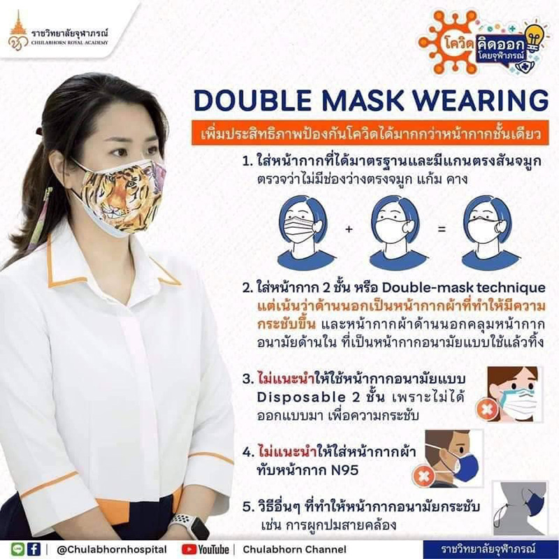 สวมหน้ากาก 2 ชั้น สวมหน้ากาก 2 ชั้น