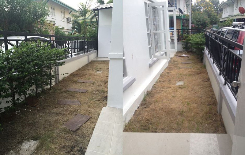 จัดสวนข้างบ้านทาวน์เฮ้าส์ และต่อเติมหลังคากันแดด จัดสวนข้างบ้านทาวน์เฮ้าส์ และต่อเติมหลังคากันแดด