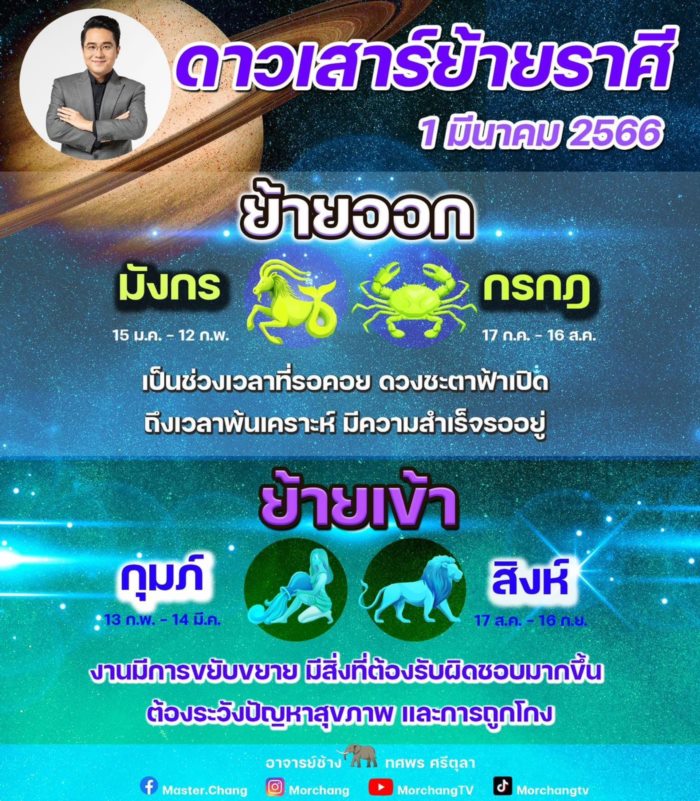ดาวเสาร์ย้ายออก ดาวเสาร์ย้ายออก