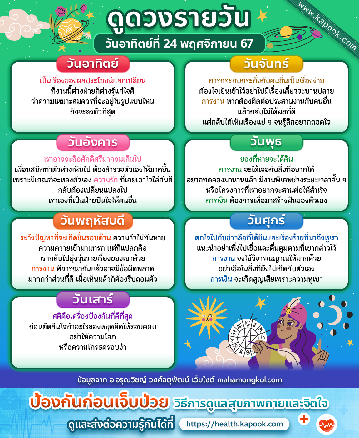 ดวงวันนี้ 24 พฤศจิกายน 2567 ดวงวันนี้ 24 พฤศจิกายน 2567
