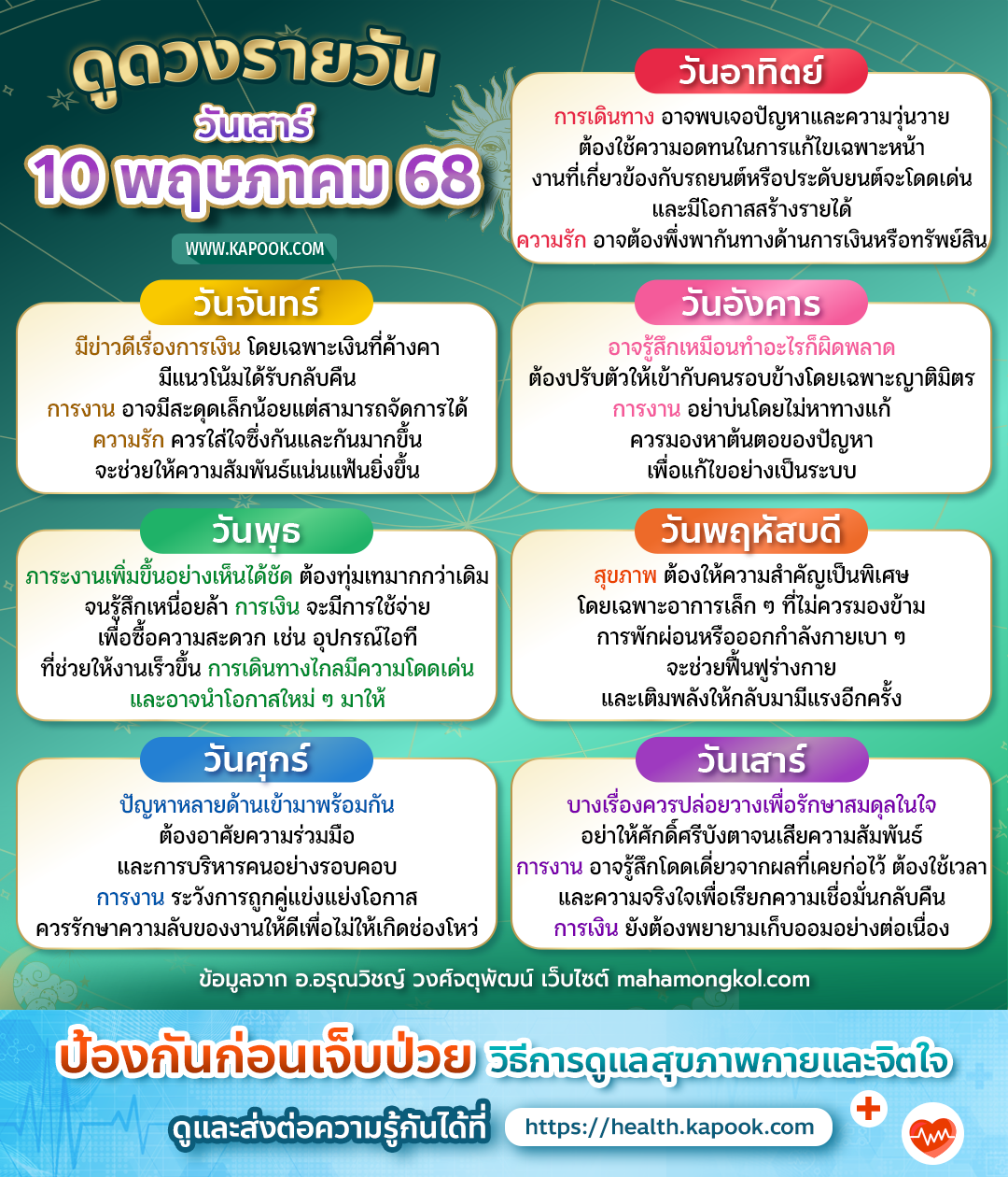 ดวงวันนี้ 10 พฤษภาคม 2568 ดวงวันนี้ 10 พฤษภาคม 2568