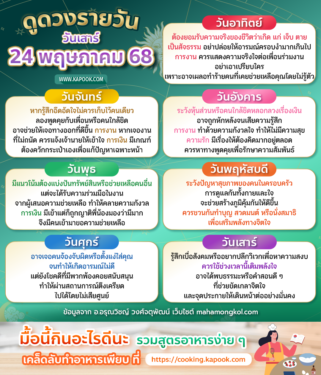 ดูดวงวันนี้ 24 พฤษภาคม 2568 ดูดวงวันนี้ 24 พฤษภาคม 2568