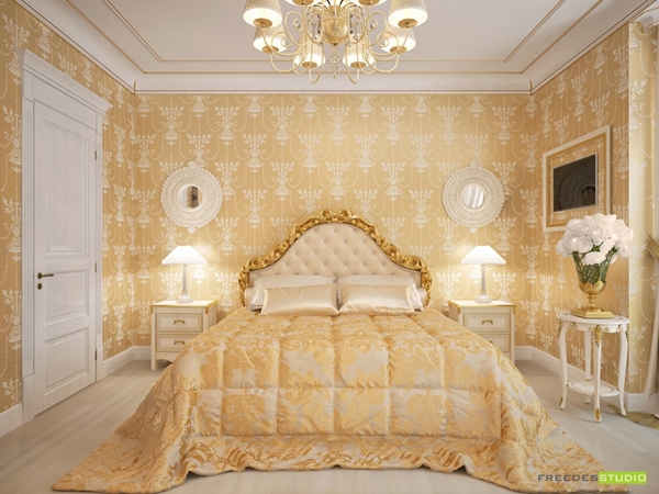 ห้องนอนสีเหลืองทอง หรูหรา ฟู่ฟ่า แบบเจ้าหญิง ห้องนอนสีเหลืองทอง หรูหรา ฟู่ฟ่า แบบเจ้าหญิง