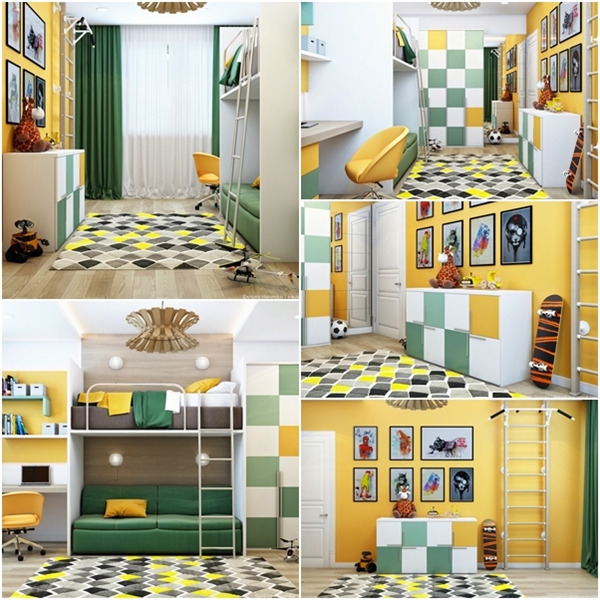 ไอเดียแต่งห้องนอนเด็กสีเหลือง-เขียว เฟี้ยวสุด ๆ