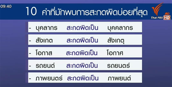 10 คำไทย สะกดผิดบ่อยที่สุด 