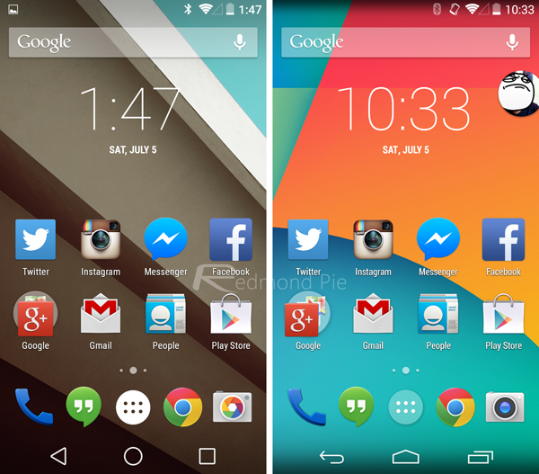 มาดูกัน ! ภาพเปรียบเทียบอินเทอร์เฟซ Android L และ Android KitKat