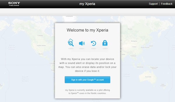 โซนี่เปิดตัวบริการ My Xperia ตามหามือถือหายผ่านเว็บ