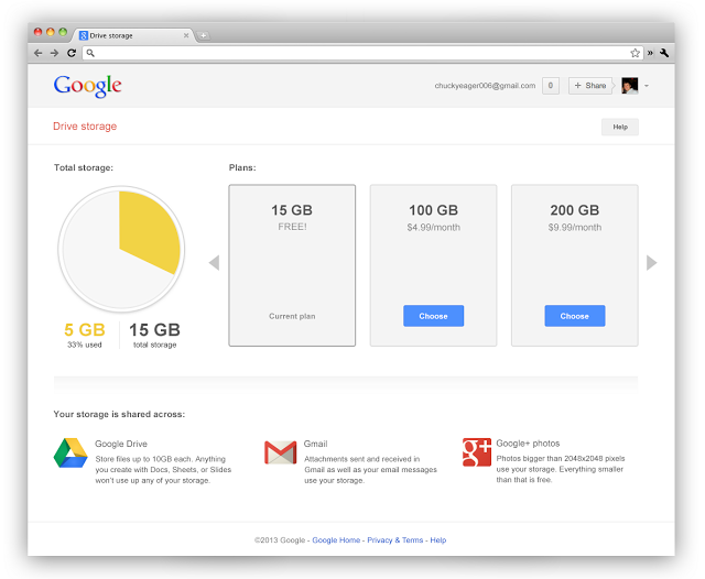 กูเกิลจะรวมพื้นที่ Google Drive, Gmail, Google+ เป็นหนึ่งเดียว