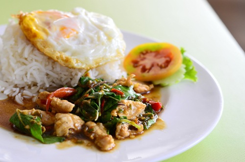 ข้าวราดกะเพราไก่ไข่ดาว ข้าวราดกะเพราไก่ไข่ดาว