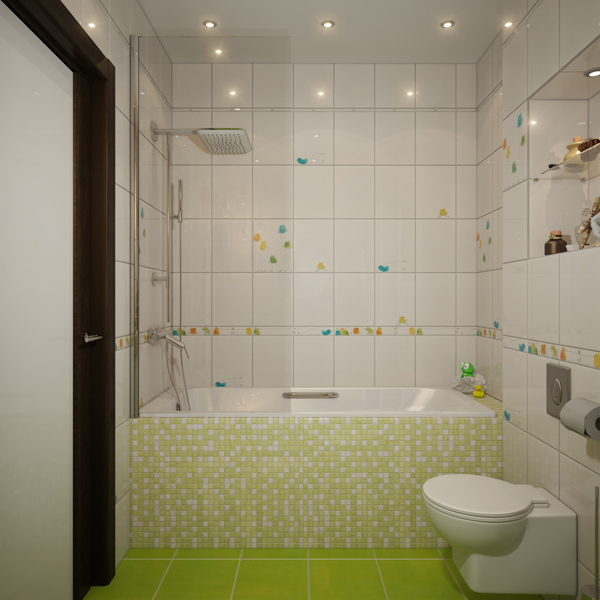 แบบห้องน้ำสีเขียว สดใส สำหรับเจ้าตัวเล็ก
