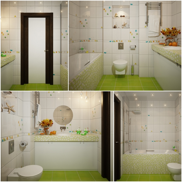 แบบห้องน้ำสีเขียว สดใส สำหรับเจ้าตัวเล็ก