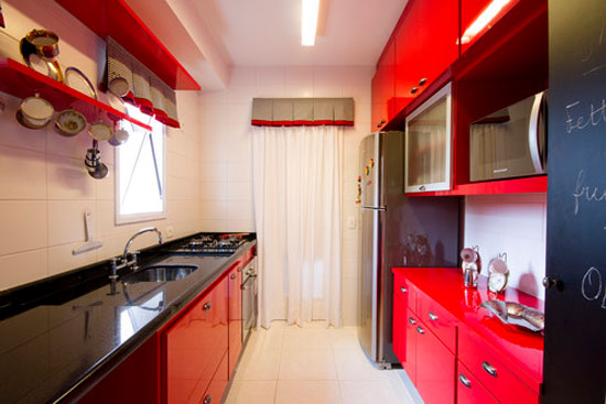 25 ห้องครัวสีแดงดึงดูดสายตา