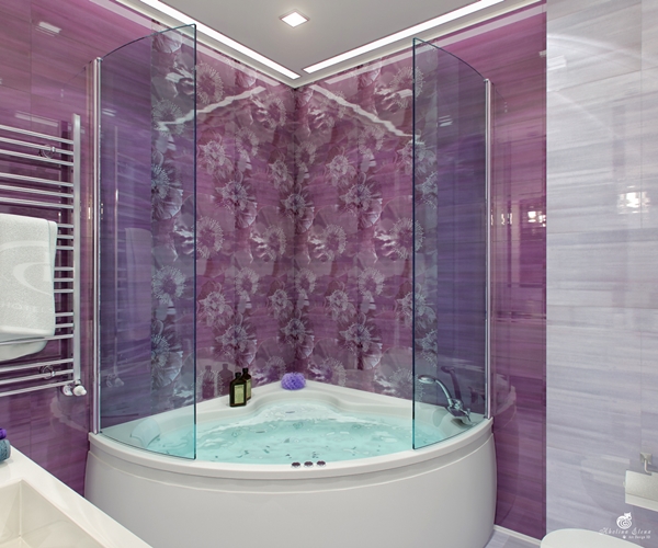 ห้องน้ำสีม่วงสวยปิ๊ง มีอ่างจากุชซี่เข้ามุม