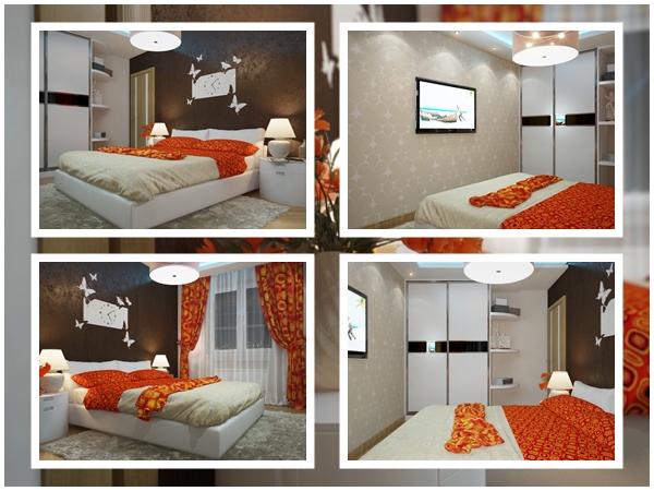  สวย! แบบห้องนอนขนาดกลางสีพื้น ตัดด้วยสีส้มสด