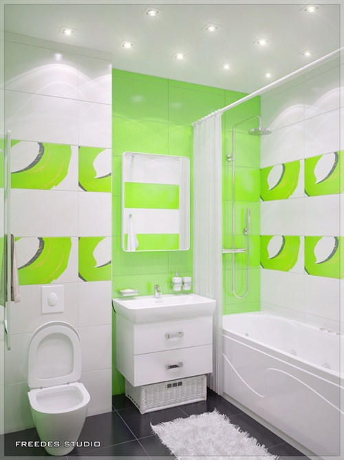 แบบห้องน้ำสีเขียวนีออน สีเจ็บ ๆ เอาใจวัยรุ่น