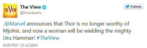 เผยแล้ว ! เทพเจ้าสายฟ้าคนใหม่ใน Thor จะเป็นผู้หญิง