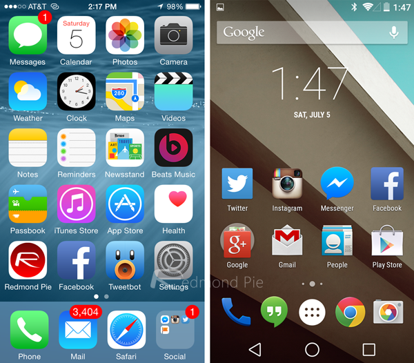 iOS 8 vs Android L