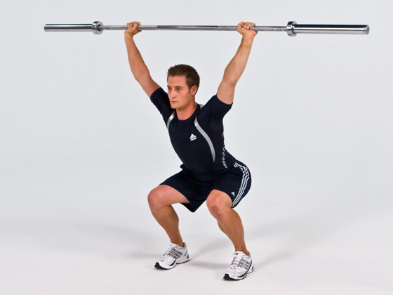 Overhead bench squats Overhead bench squats