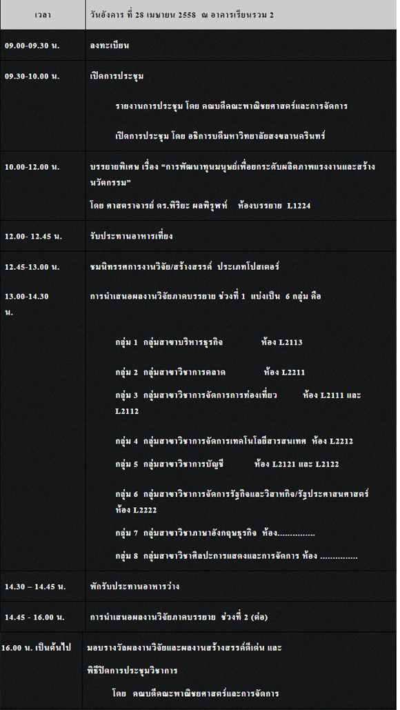 ม.อ.ตรัง เชิญร่วมงานการประชุมวิชาการ 2558 ม.อ.ตรัง เชิญร่วมงานการประชุมวิชาการ 2558