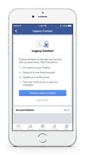 เฟซบุ๊กเปิดตัวฟีเจอร์ Legacy Contact ให้ผู้อื่นดูแลเฟซบุ๊กแทนหลังเสียชีวิต