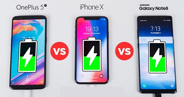 OnePlus 5T vs iPhone X vs Note 8 รุ่นไหน ชาร์จแบตฯ เร็วกว่า