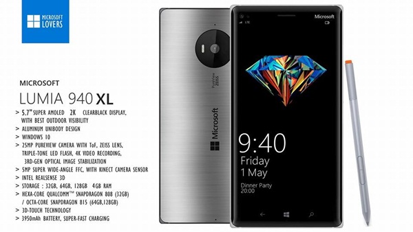 คอนเซ็ปต์ Microsoft Lumia 940 และ Lumia 940 XL จากฝีมือแฟน Microsoft