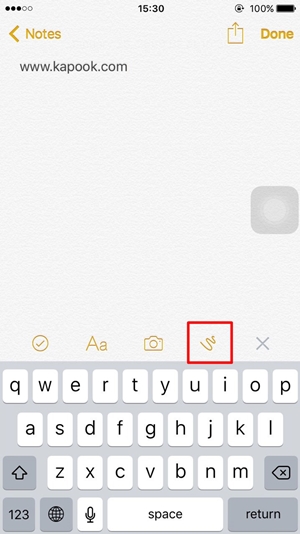 วิธีวาดรูปลงในแอพฯ Notes สำหรับ iOS 9