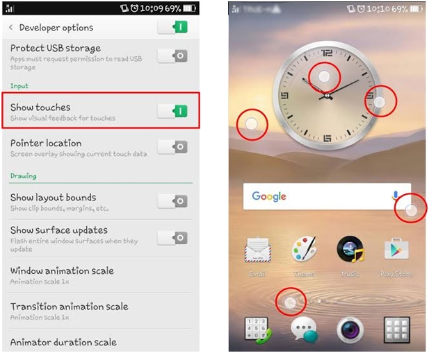 วิธีตั้งค่าให้เห็นภาพการสัมผัสหน้าจอ Android Lollipop