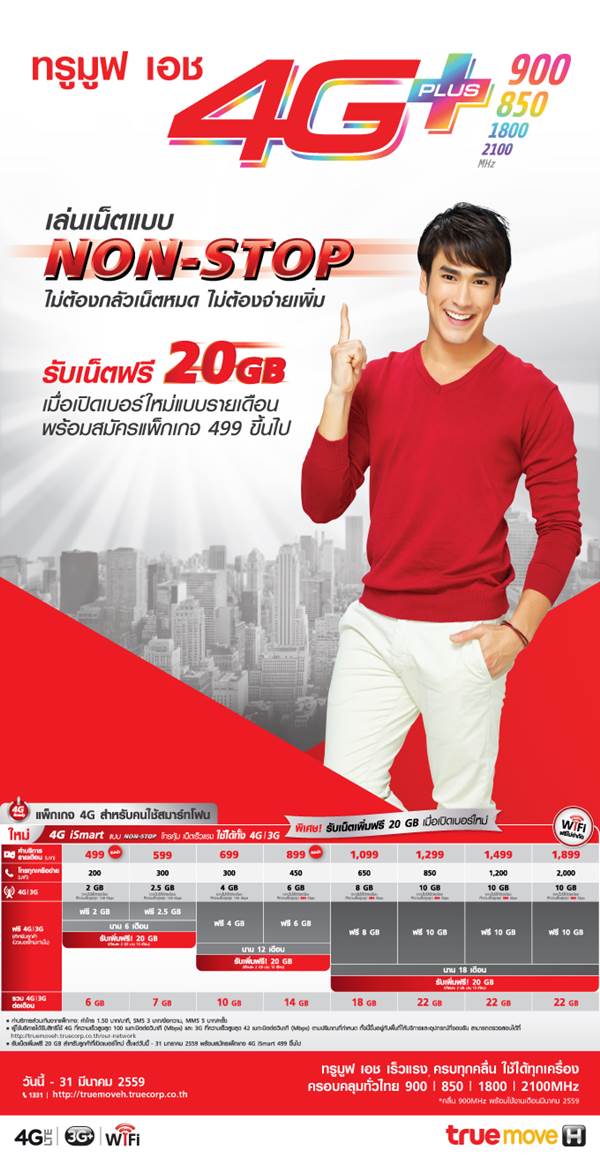 ลูกค้าทรูมูฟเปิดเบอร์ใหม่รับเน็ตเพิ่ม 20GB ฟรี