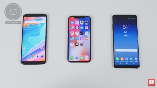 OnePlus 5T vs iPhone X vs Note 8 รุ่นไหน ชาร์จแบตฯ เร็วกว่า