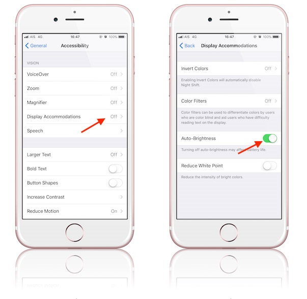 วิธีตั้งค่าเปิด-ปิดปรับความสว่างอัตโนมัติบน iOS 11