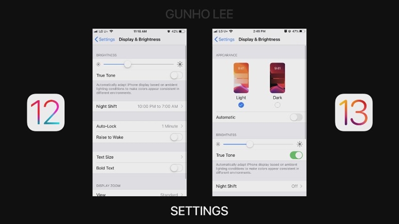 iOS 13 กับ iOS 12 