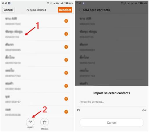 วิธีนำรายชื่อจาก SIM ลงบนโทรศัพท์ Xiaomi