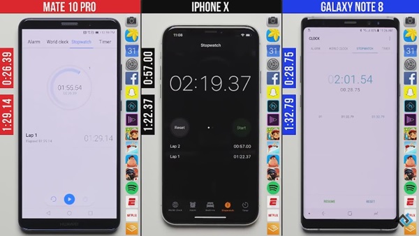 เทียบความเร็ว Huawei Mate 10 Pro vs iPhone X vs Note 8