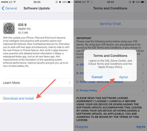 วิธีอัพเดท iOS 9 เวอร์ชั่นตัวเต็ม